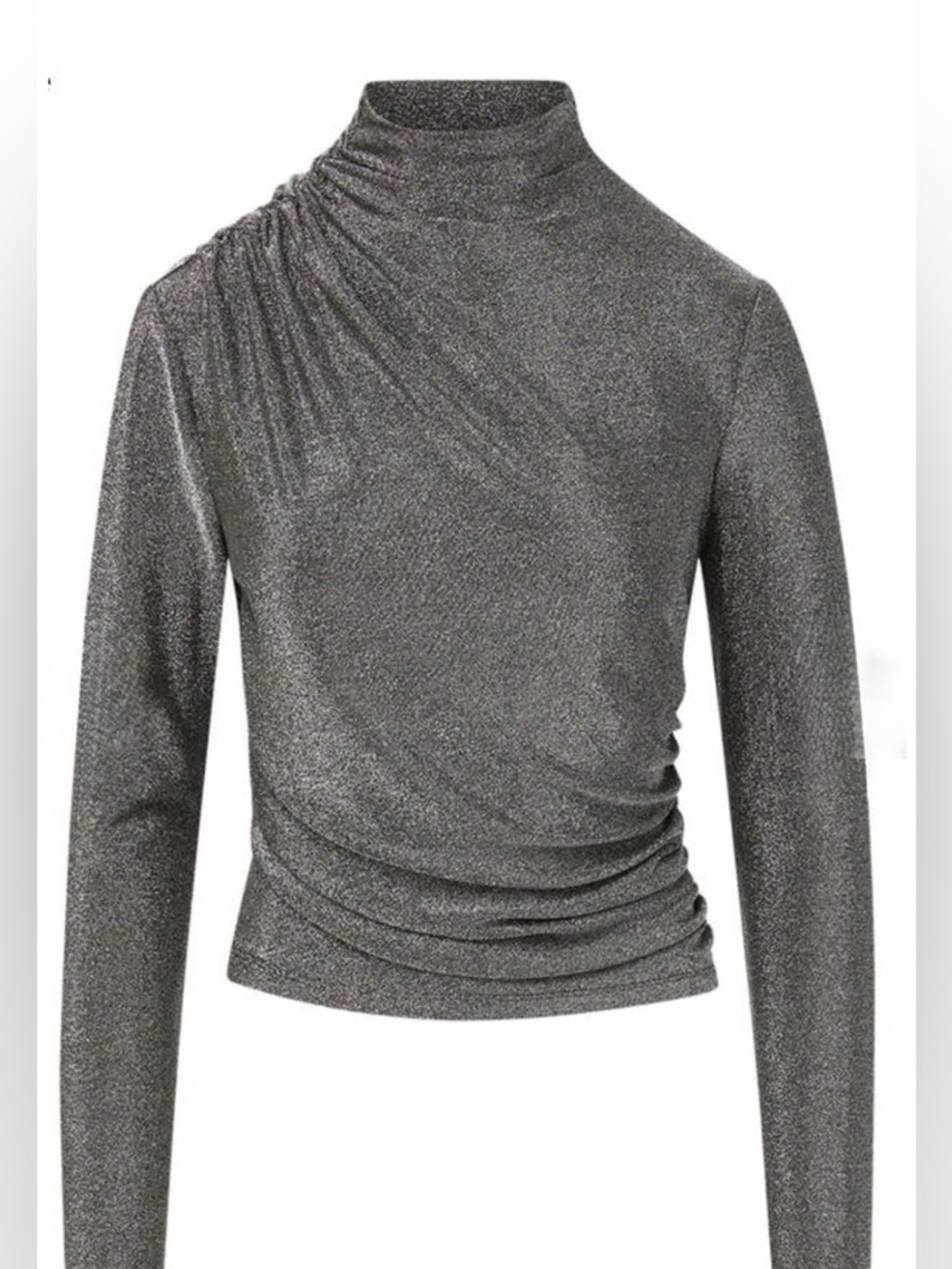 Veronica Beard Shimmery Charcoal Turtleneck Sweater XS Stretchy
